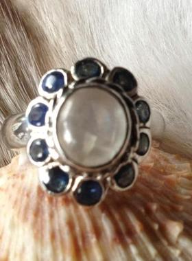 泰国月光石波西米亚风镶嵌戒指