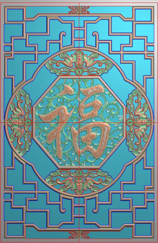 镂空花格蝙蝠福镂空屏风通花隔断设计素材/源文件