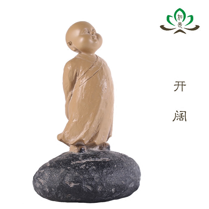一角禅石愿工艺礼品摆件 开阔 台湾铁丸石禅趣小沙弥家居创意收藏