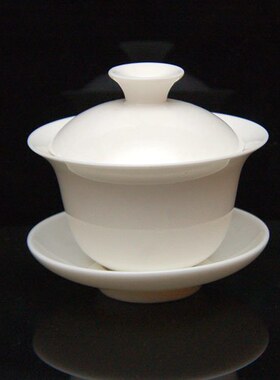 特价盖碗茶杯大小号茶碗玉瓷纯白色泡茶碗陶瓷功夫茶具三才碗套装