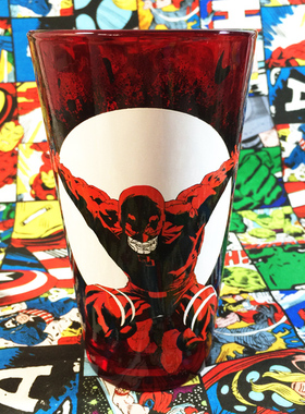 漫威Marvel超胆侠夜魔侠Daredevil红色玻璃杯牛奶杯水杯外贸原单