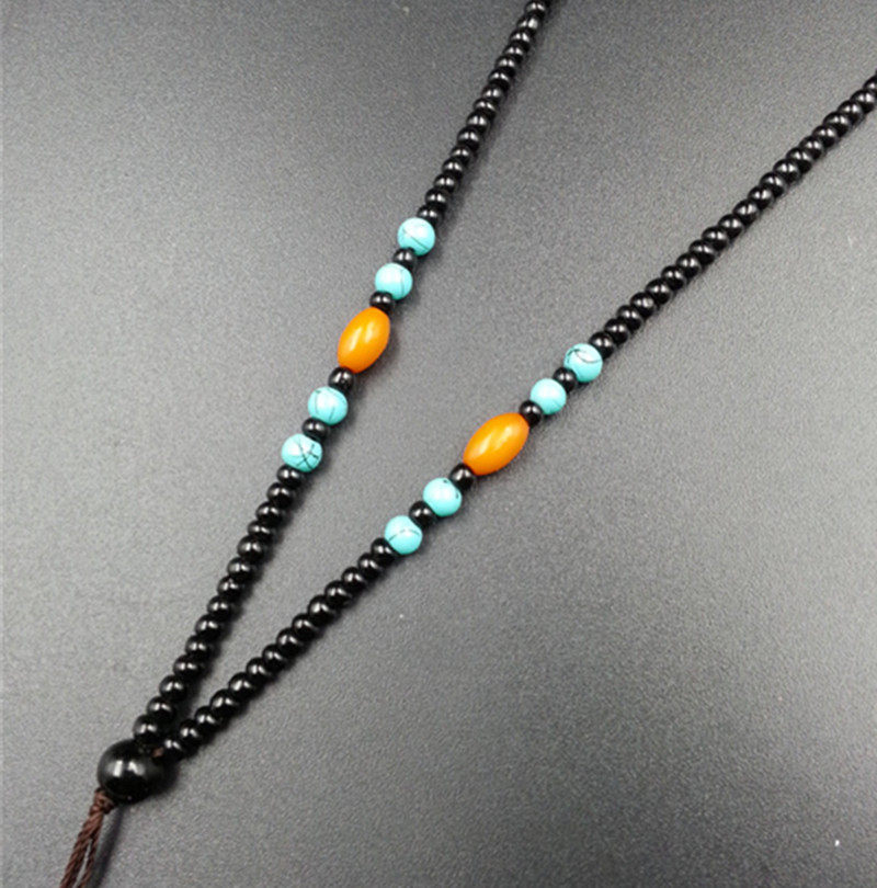 精品高档仿黑曜石圆珠项链挂绳4毫米圆珠挂件绳玉绳吊坠绳珠链绳