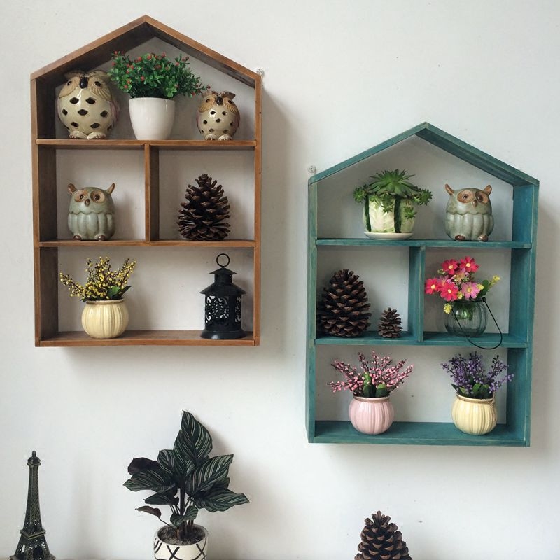 美式乡村复古蓝色格子架客厅墙上装饰品壁挂置物架隔板墙壁饰墙饰在类目 家居饰品, 壁饰中 - 来自Buy2taobao.com提供专业的淘宝代购服务