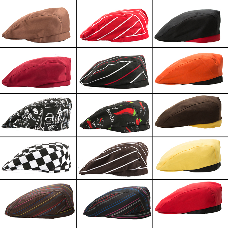 服务员工作帽厨师帽子酒店咖啡西餐厅贝雷帽男女鸭舌帽厨师工作帽