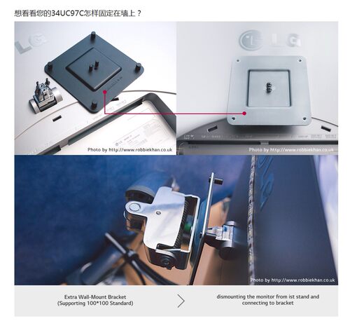 LG 显示器VESA壁挂 支架接板 34UC97   29UC97  29 34寸吋