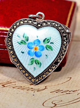 庭院西洋古董纯银可开合相片盒