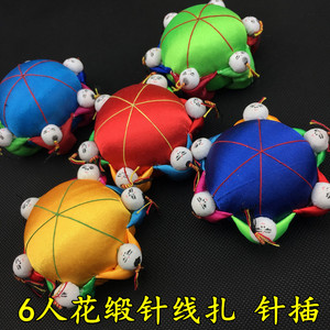 6人织锦缎百子针线插针扎婚庆用品 10字绣缝纫工具小工艺礼品