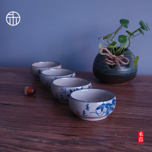 日式风粗陶复古品茗杯功夫茶具