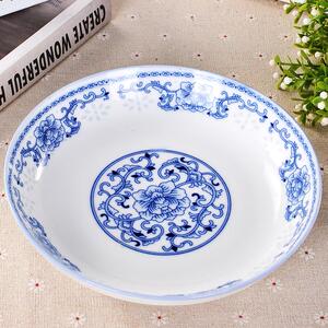 釉下彩 圆形7英寸8瓷菜盘子中式菜碟子饭盘汤盘深青花盘釉下微波