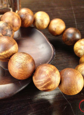 手串虎斑纹沉香木开运佛珠