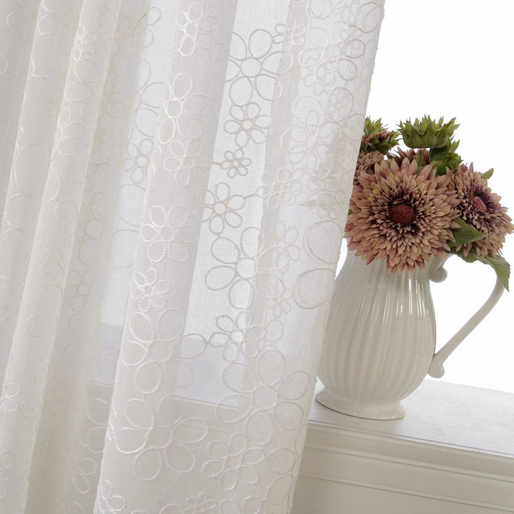 客厅卧室高档棉麻白色四季缤纷窗纱飘逸公主风成品韩式田园窗帘纱