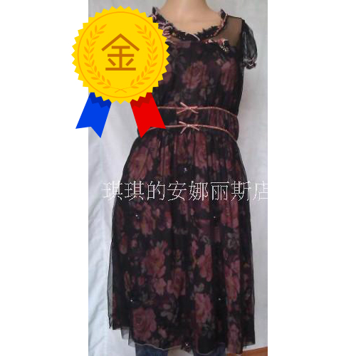 新品 正品黑色印花桑蚕丝连衣裙A7004同安娜丽斯 清仓 女装/女士精品 连衣裙 原图主图