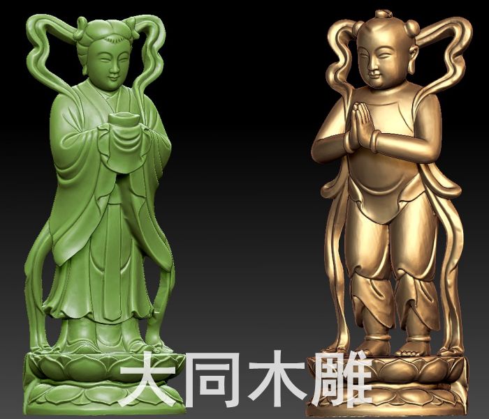 圆雕图 三维立体 stl OBJ 3d 模型 核雕 桶珠 手把 /金童玉