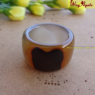 巴西纯天然原色无烧俏色玛瑙扳指戒指指环宽厚男士款复古宫廷23mm