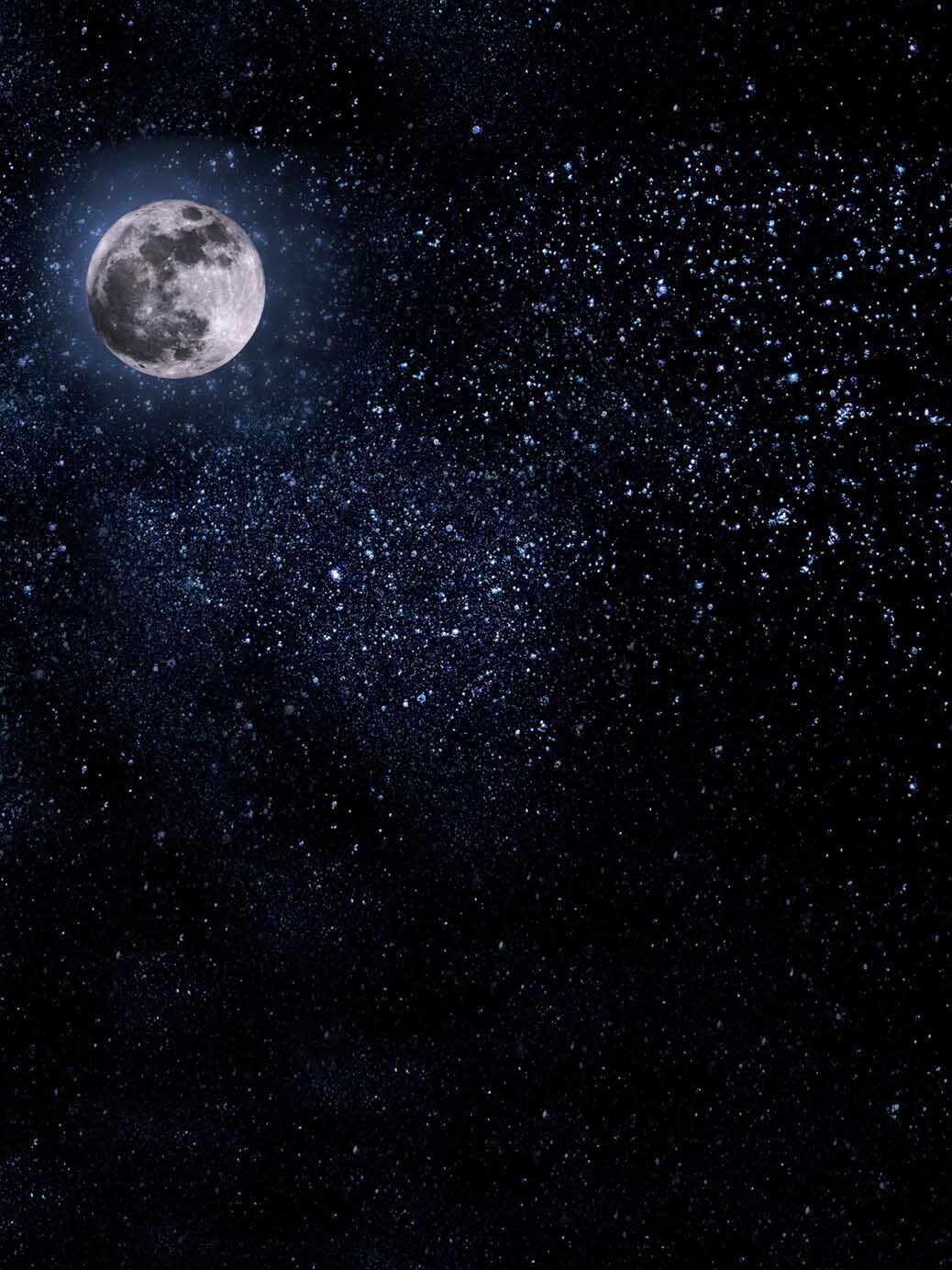 影楼摄影pp纸拍照背景主题挂拍幕布无缝帆布 s-2012夜空星空月亮