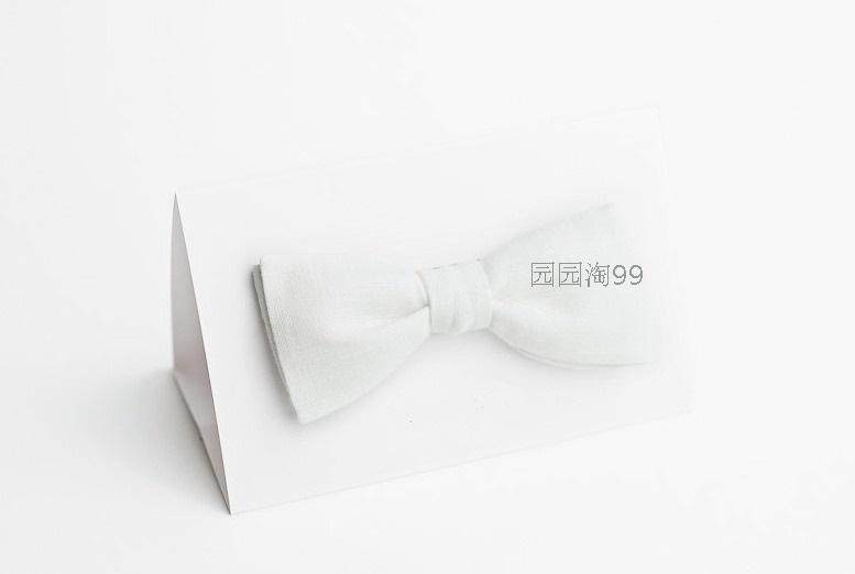 欧洲同步复古婚礼晚会年会晚宴主持纯色领结双面手打手作纯白白色