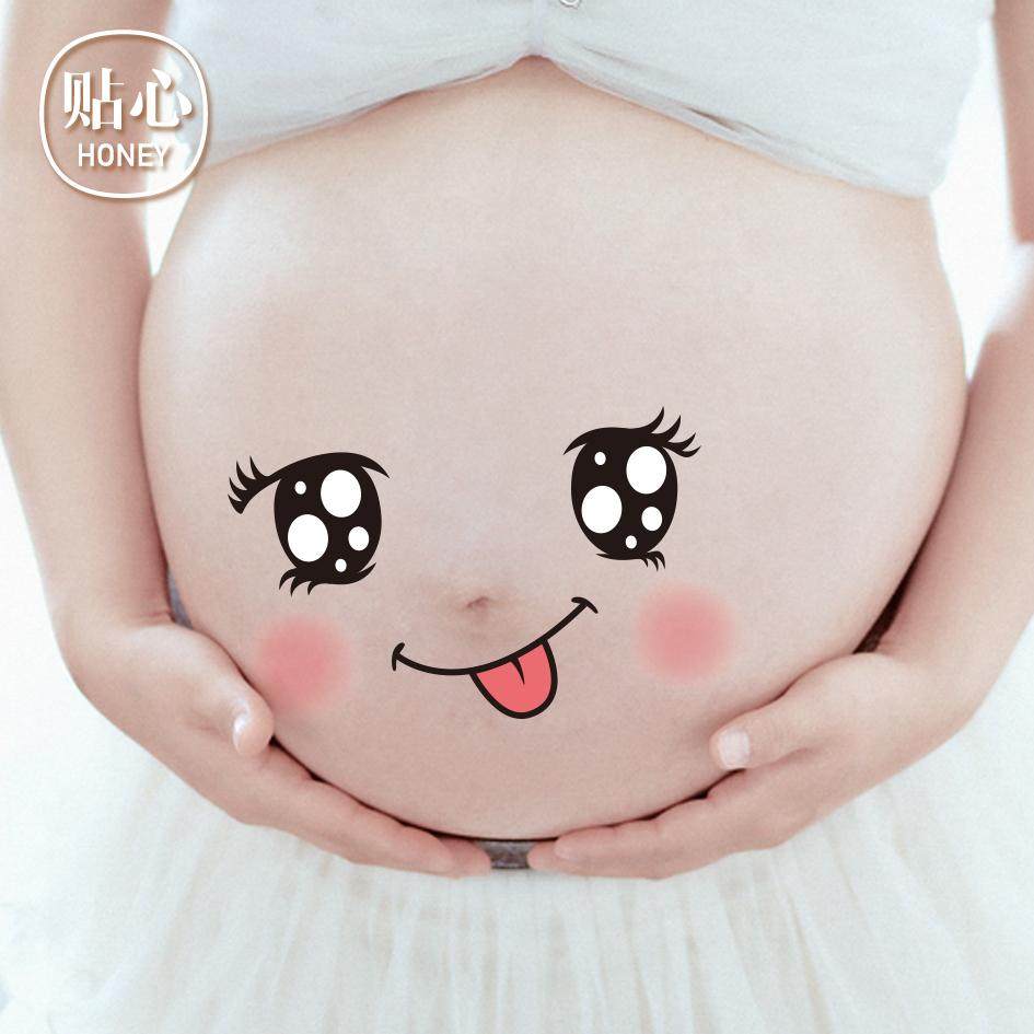 39孕妇照肚皮贴纸肚皮彩绘影楼孕妇写真肚皮贴大肚照肚皮贴肚皮画