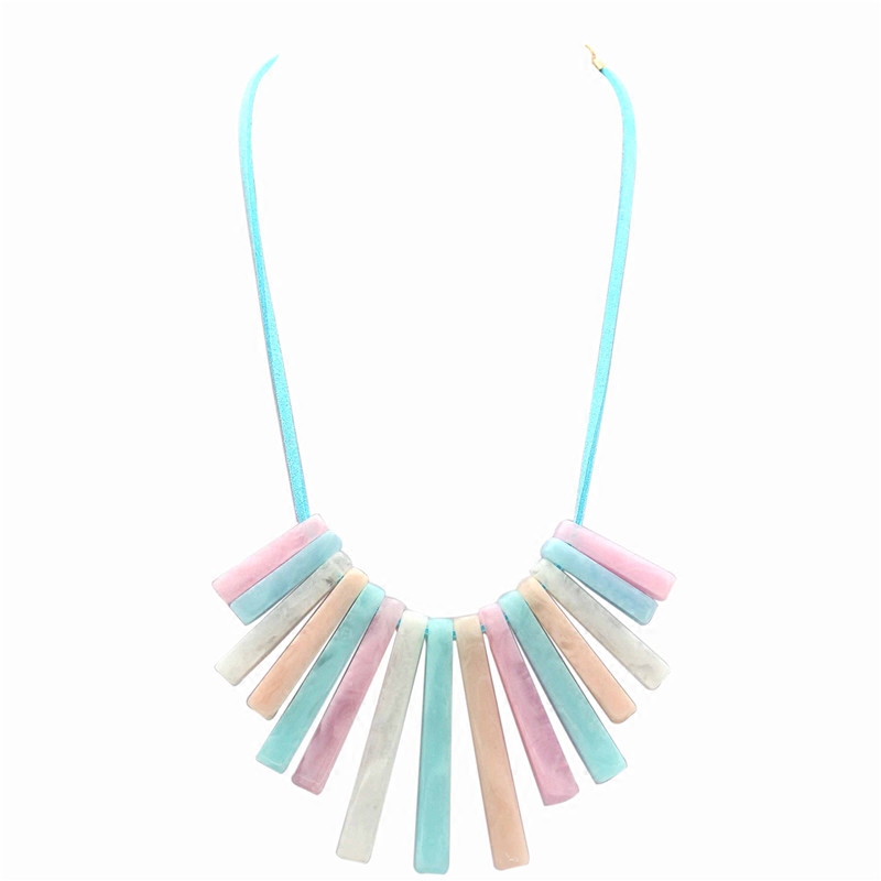 欧美夸张项链 长条几何树脂百搭短款锁骨链fl
