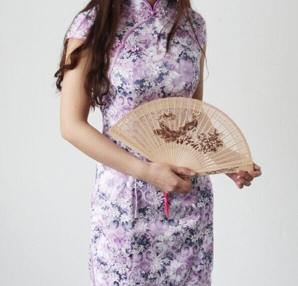 红色7寸香木扇双面古风舞蹈折扇