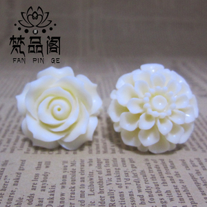 天然象牙果雕刻花朵雕刻玫瑰花108颗佛珠配饰精美毛衣链吊坠