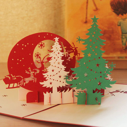 平安夜3d立体贺卡创意商务祝福