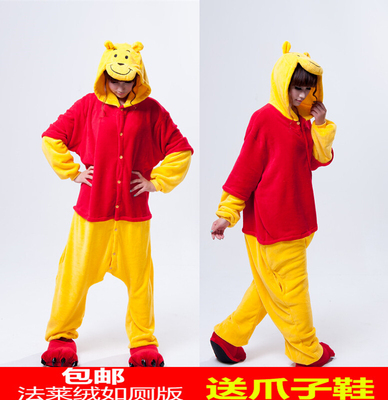 加厚卡通动物情侣连体睡衣