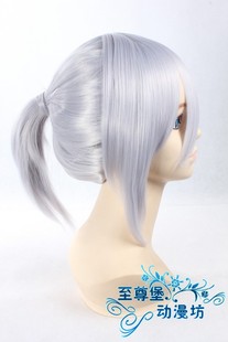 最终幻想 塞丝Sice银白色银色短发单马尾两鬓加长COSPLAY假发假毛