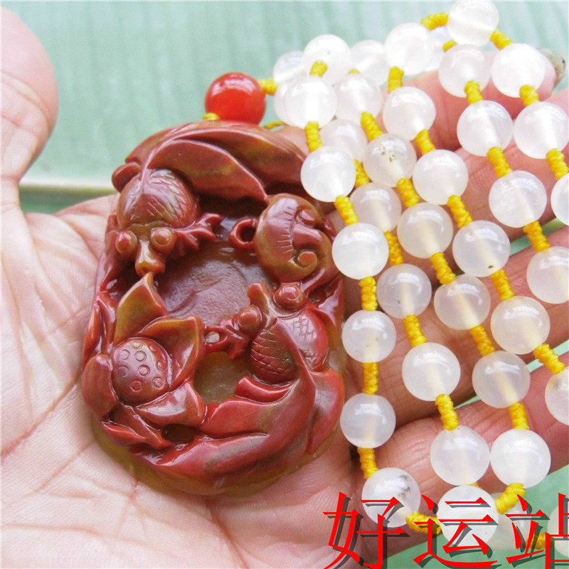 促销新款黄龙玉吉祥如意吊坠时尚手工颈饰挂件黄蜡石项链玉佩玉坠