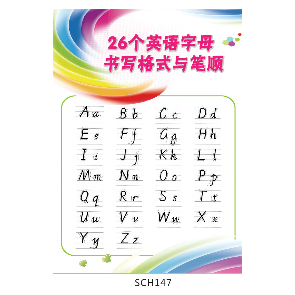 英文书写规范挂图/宣传画/26个英语字母书写格式与笔顺贴画SCH147-封面