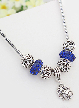 民族风钱袋蓝色短款饰品项链