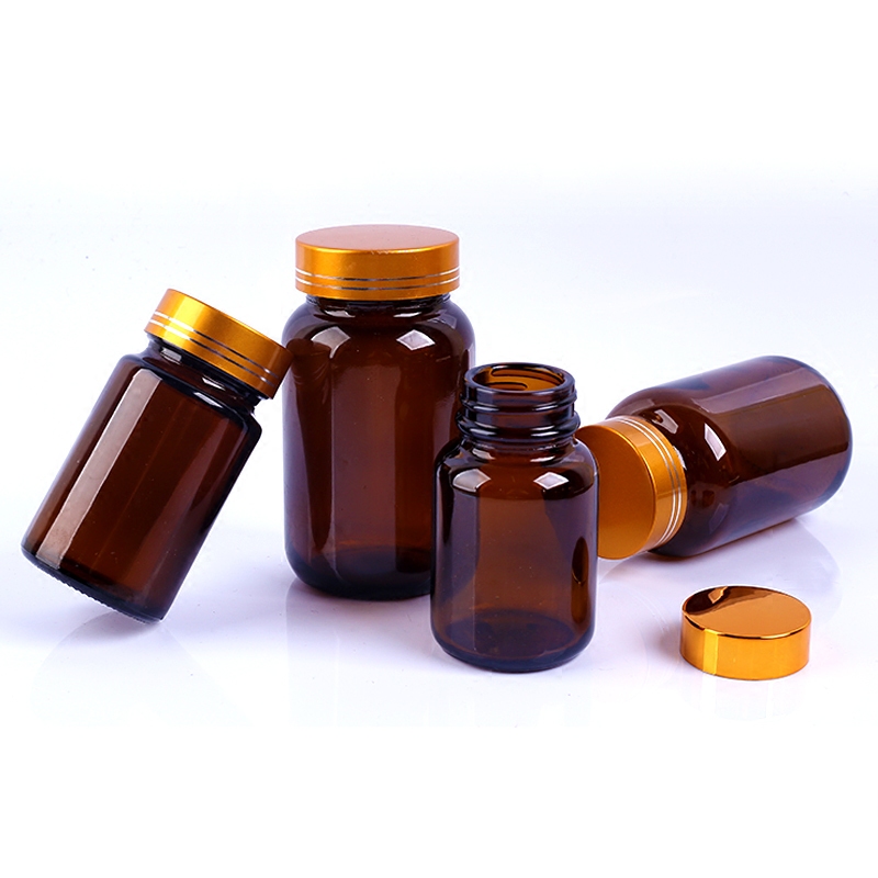 茶色避光胶囊瓶中医粉剂包装瓶密封空瓶子广口医用药品玻璃瓶包邮