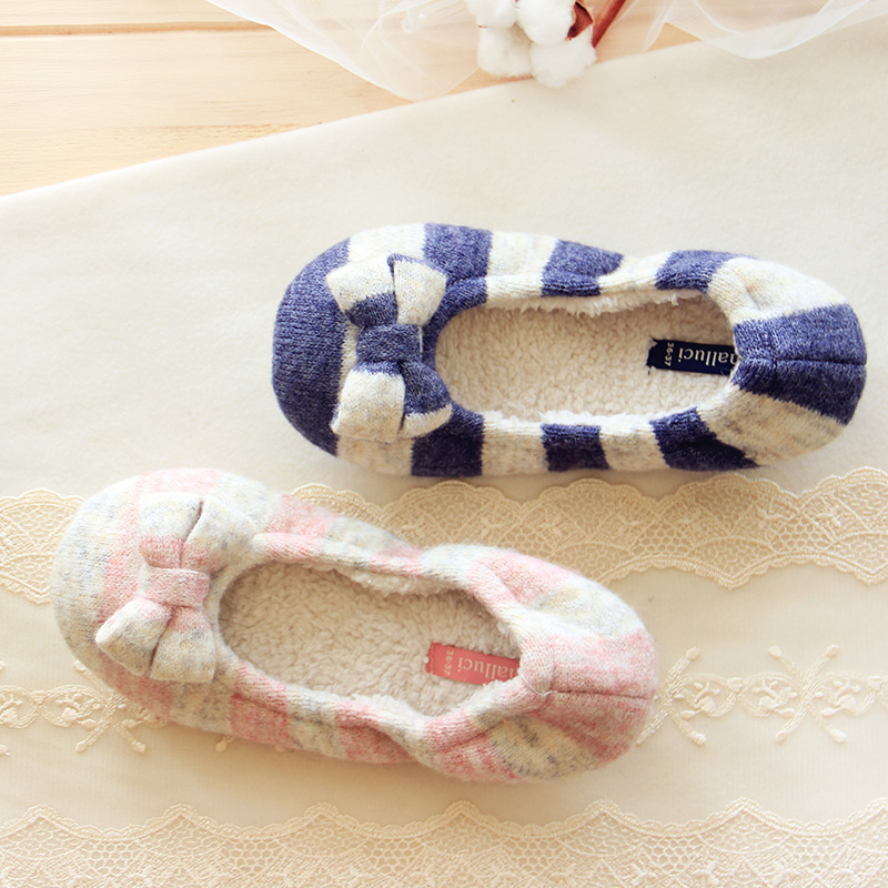 halluci新品毛线针织羊羔绒棉鞋