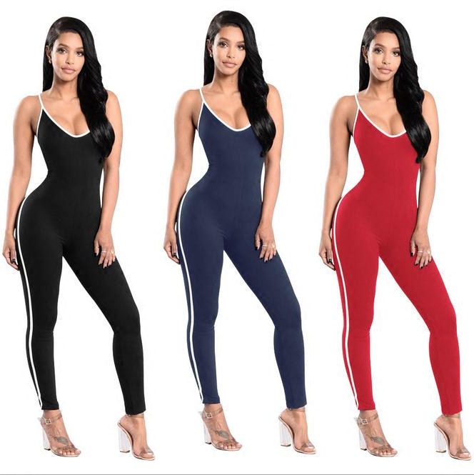 性感V领露背吊带瑜伽连体裤侧条纹运动速干连体衣紧身翘臀长裤女|msdalam kategori Butik wanita / wanita, seluar, seluar santai - dari Buy2taobao.com untuk memberikan perkhidmatan ejen Taobao profesional membeli