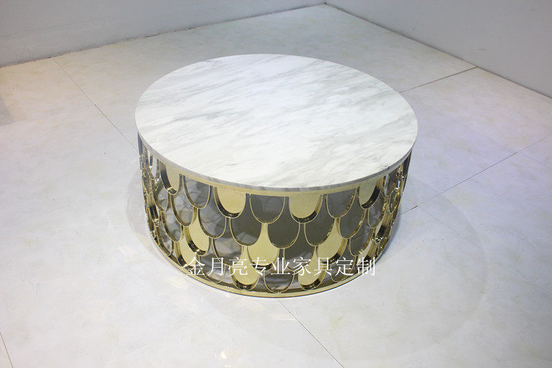 新款香槟金不锈钢茶几KTV创意鱼鳞大圆几休闲定制玻璃茶几243-1|msdalam kategori perabot kediaman, beberapa kategori, meja teh - dari Buy2taobao.com untuk memberikan perkhidmatan ejen Taobao profesional membeli