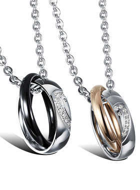 双环戒指圈钛钢爱心韩国挂饰品