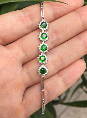 纯银绿色漂亮大方手链