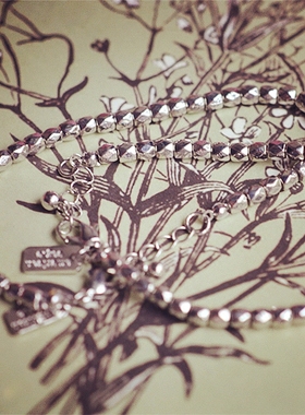 欧美朋克风百搭银色切面情侣手链