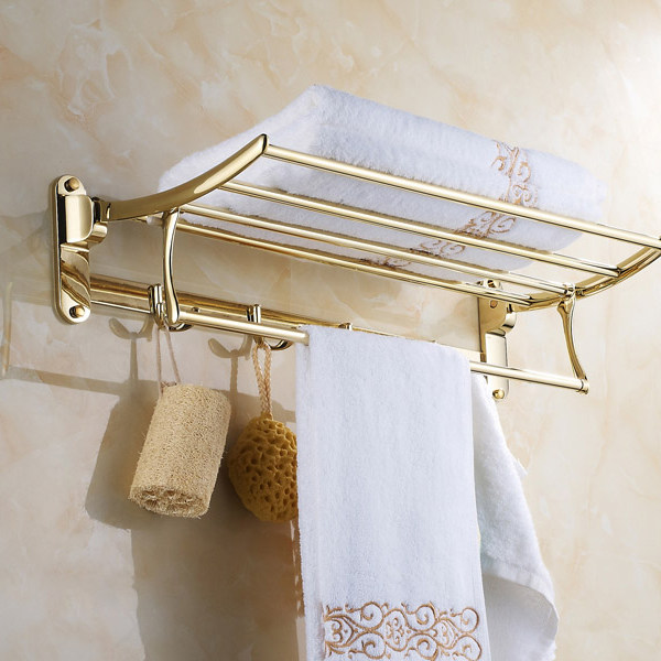 活动浴巾架不锈钢毛巾架 折叠浴室银色/青古铜/金色双层毛巾杆