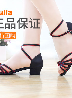 新款女童拉丁舞鞋儿童女孩初学者恰恰女少儿真皮软底成人舞蹈中跟