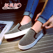 -Fall 2015 low cut sneakers lazy woman and a pedal leisure shoes Korean version of Lok Fu shoes, thick-soled platform student shoes