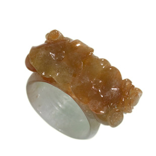 内径19毫米黄翡玉如意指环玉扳指真玉戒指65b 钰达翡翠如意戒指