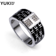 YUKI men''s Korean fashion design rings ring finger rings 18KGP gold plated h-starry night store accessories