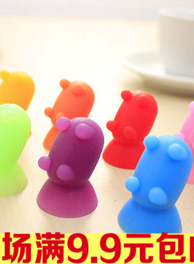 2121 猪猪球手机支架懒人手机桌面电影硅胶小吸盘手机座颜色随机