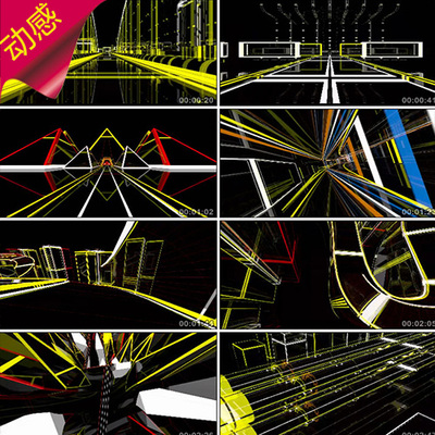 【机械舞曲】城市穿梭线条变幻立体快节奏高清动感LED视频素材