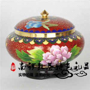 正宗北京景泰蓝4寸磨光实地喜子罐铜胎掐丝珐琅老北京特色工艺