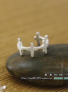 s925纯银满天星联排十字架耳骨夹