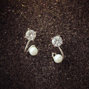 Korean fashion earring earrings small qualities of fine zircon round Diamond Pearl Earring girls