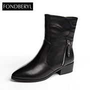 Fondberyl/feibolier 2015 winter leather pointed medium-coarse wool, ankle boots FB54112336