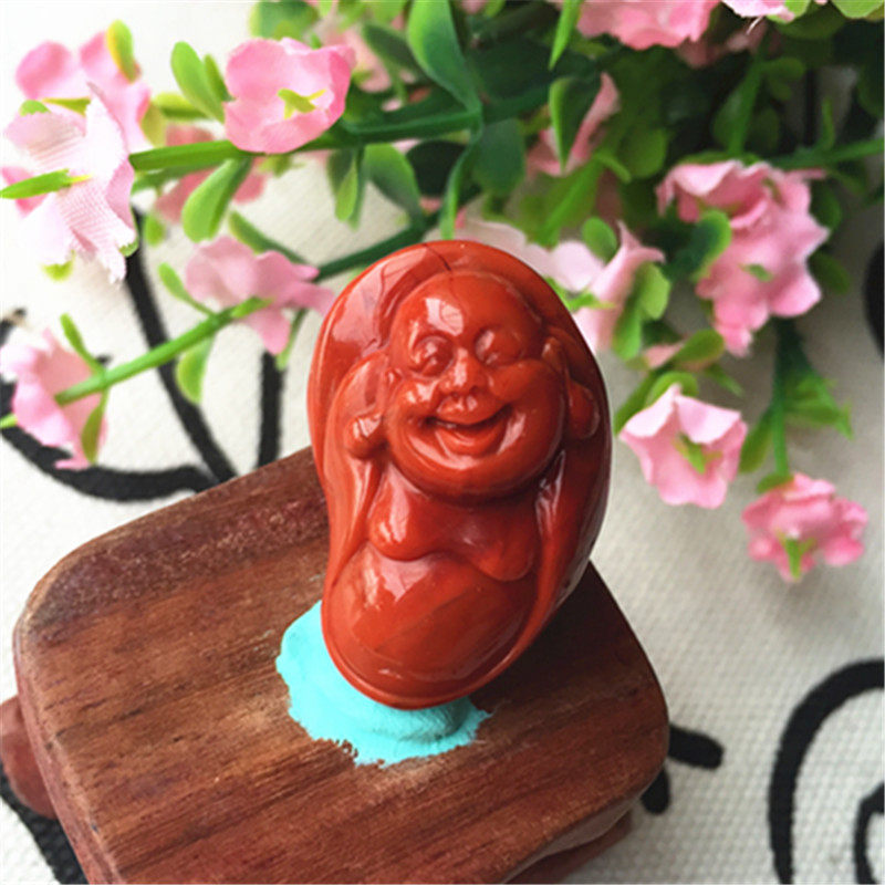 精品南红玛瑙笑佛项坠雕件 满肉柿子红弥勒佛公原石雕刻吊坠
