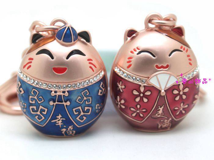 威妮华招财猫情侣钥匙扣男士女士汽车钥匙圈创意可爱韩国礼物礼品